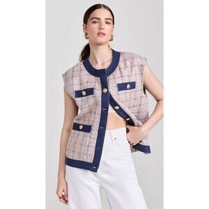 L'Agence Laurel Oversized Tweed Vest in Tan Pink XS